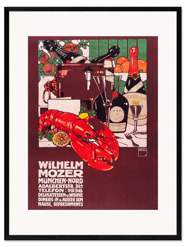 Gerahmter Kunstdruck Wilhelm Mozer Delikatessen und Weine, 1909