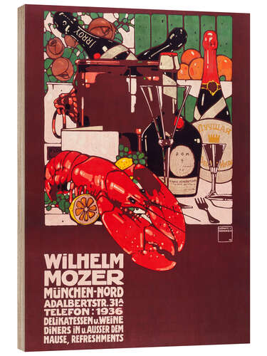 Stampa su legno Wilhelm Mozer Delicatessen and Wines, 1909