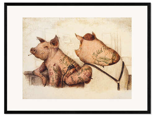 Framed art print Ink and Oink I