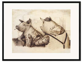 Inramat konsttryck Ink and Oink II