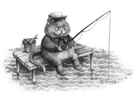 Magnettafel Angler-Katze