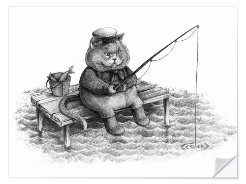 Naklejka na ścianę Fishing Cat