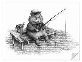 Wall sticker Fishing Cat