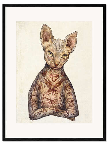 Inramat konsttryck Sphynx