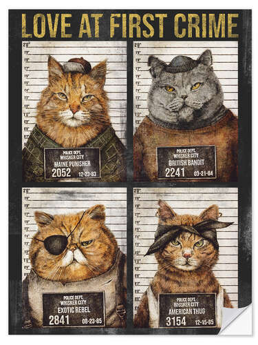 Wandsticker Cats Love At First Crime I