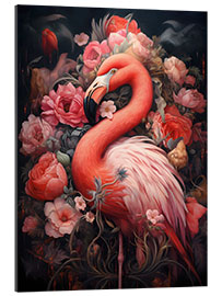 Galleritryk Flamingo With Roses