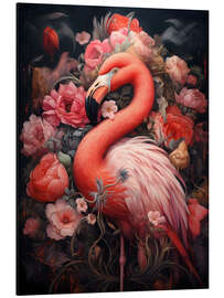 Magnettafel Flamingo mit Rosen