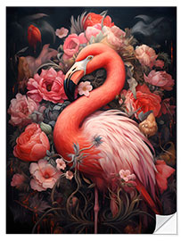 Wall sticker Flamingo With Roses