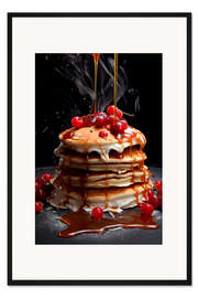 Gerahmter Kunstdruck Pfannkuchen mit Kirschen