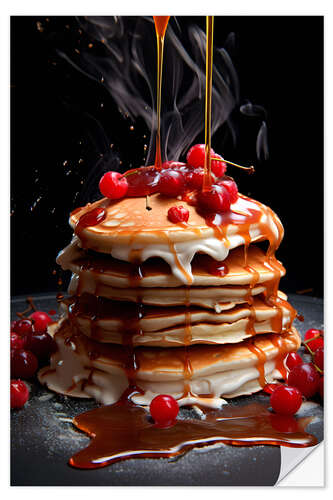 Vinilo para la pared Pancakes With Cherries