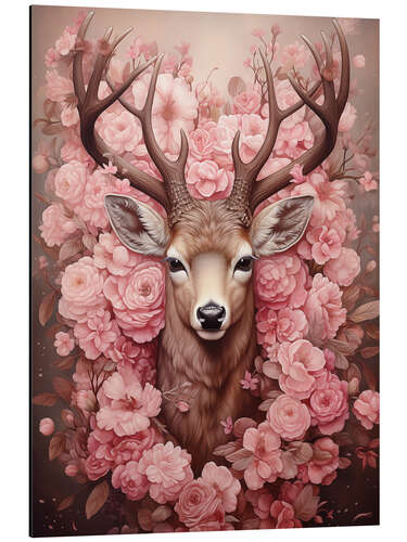Stampa su alluminio Deer Between Flowers