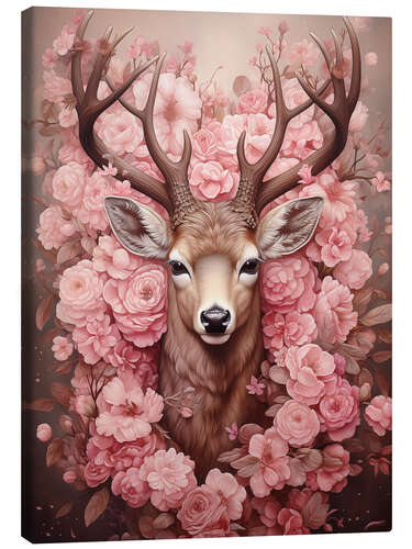 Quadro em tela Deer Between Flowers