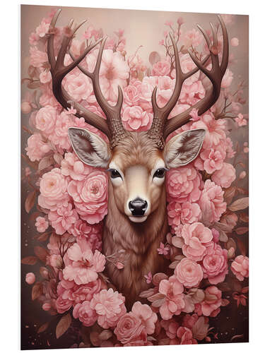 Foam board print Deer Between Flowers