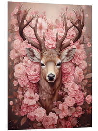 Foam board print Deer Between Flowers