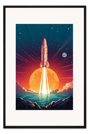 Gerahmter Kunstdruck Weltraumrakete