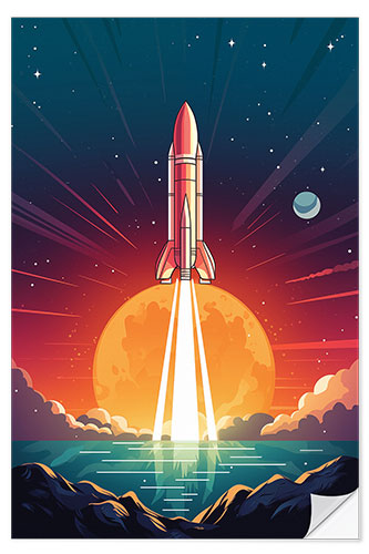 Självhäftande poster Space Rocket