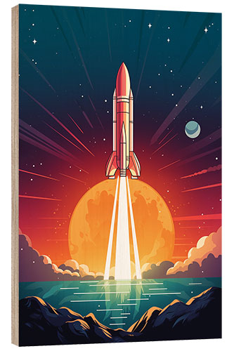 Quadro de madeira Space Rocket