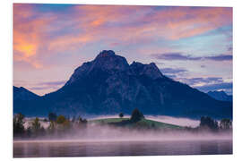 Foam board print Sunrise at Hopfensee, Bavaria