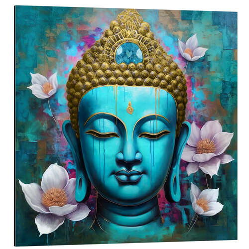 Aluminium print Buddha Face Lotus I