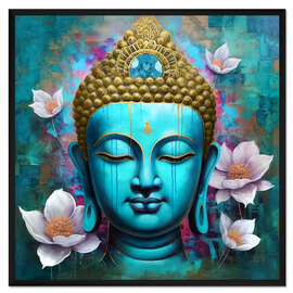 Gerahmter Kunstdruck Buddha Face Lotus I