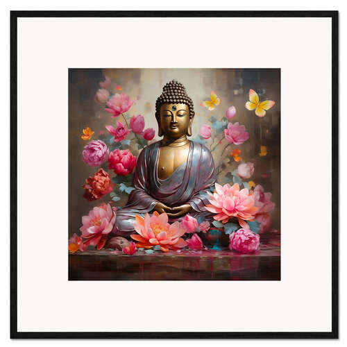 Innrammet kunsttrykk Buddha Face Lotus II