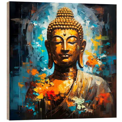 Quadro de madeira Buddha Neon