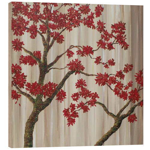 Stampa su legno Red Tree Love