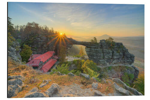 Aluminium print Prebischtor in Czech Republic at Sunrise