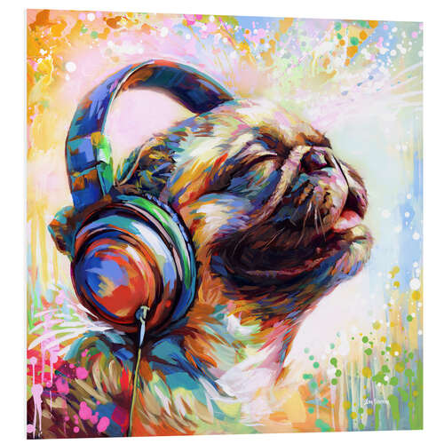 Foam board print Pug's Beat Bliss