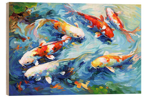 Wood print Koi Peaceful Glide