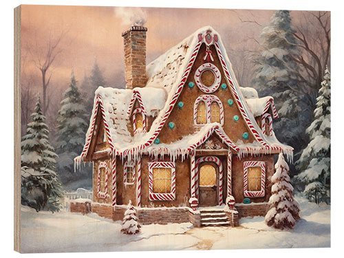 Hout print Ggingerbread Cottage