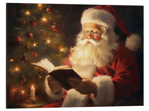 Aluminiumsbilde Santa Claus Reading Book