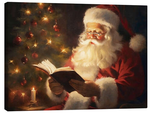 Lærredsbillede Santa Claus Reading Book