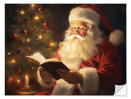 Sticker mural Santa Claus Reading Book