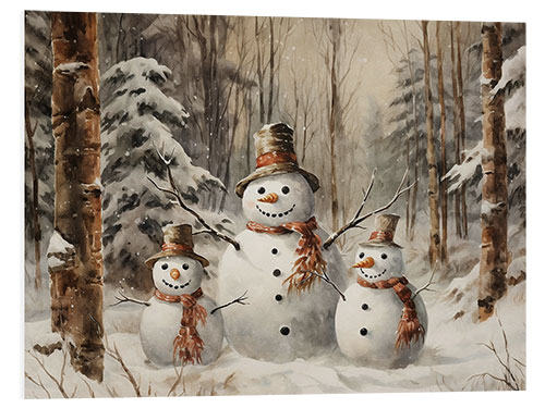 PVC print Three Happy Snowmen