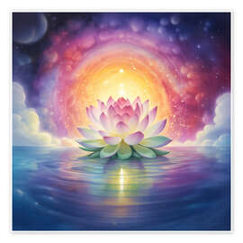 Tableau  Lotus Flower of New Beginnings - Dolphins DreamDesign