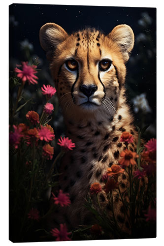 Leinwandbild Floraler Gepard