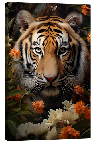 Tableau sur toile Floral Tiger