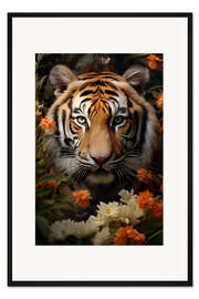 Gerahmter Kunstdruck Floraler Tiger