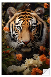 Selvklebende plakat Floral Tiger