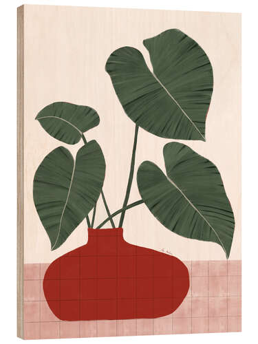 Wood print Philodendron Gloriosum