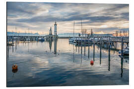 Alubild Hafen von Lindau am Bodensee im Winter