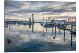 Quadro em plexi-alumínio Port of Lindau on Lake Constance in Winter