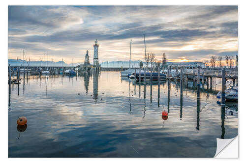 Sticker mural Port of Lindau on Lake Constance in Winter