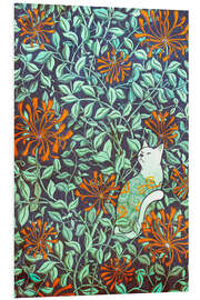 Foam board print Cat and Honeysuckle Flowers