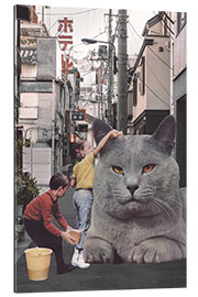 Galleriataulu Children Washing a Giant Cat in Tokyo