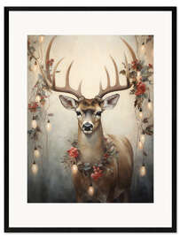 Framed art print Reindeer With Garlands