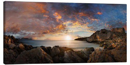 Lærredsbillede Sunset at the fishing village of Finiki on Karpathos