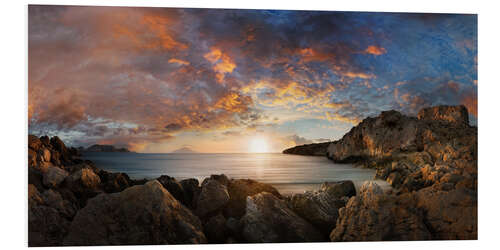 Foam board print Sunset at the fishing village of Finiki on Karpathos