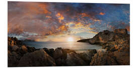 Foam board print Sunset at the fishing village of Finiki on Karpathos